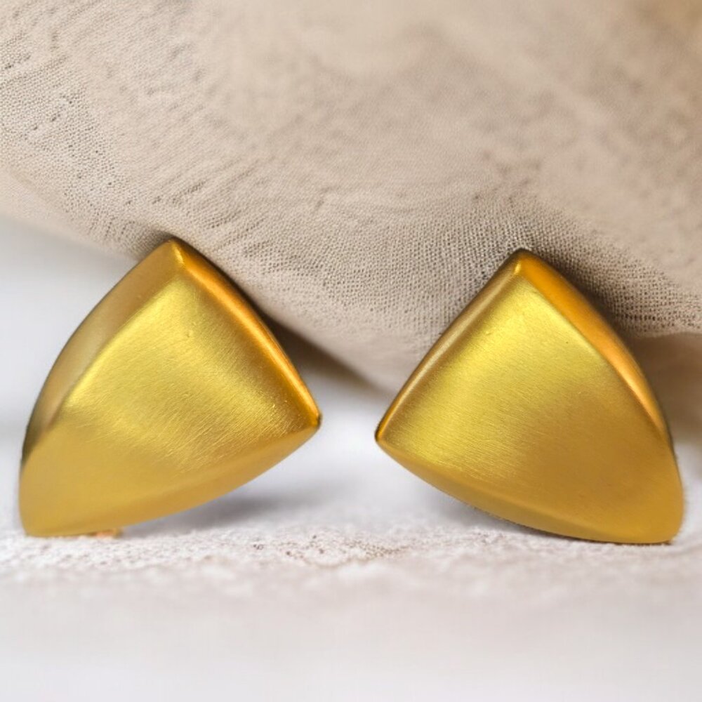 GIVENCHY Vintage Chunky Matte Brushed Gold Clip-on Earrings